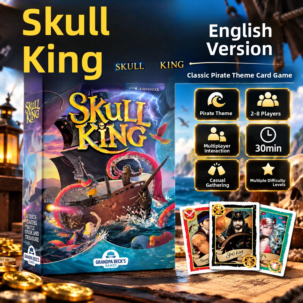Strategy Board Game - New Skull King Pirate King Card